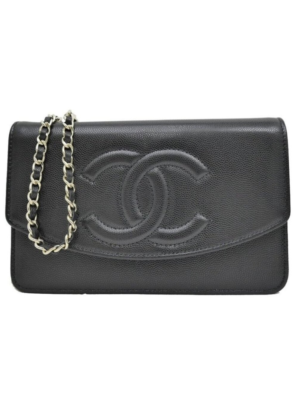 Chanel Wallet Chain Ap4653 Random Grained Shiny Calfskin BK
